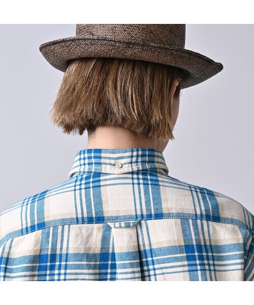 45R（フォーティファイブアール）の「インド二重織の908オーシャンボタンダウンシャツ（その他・レディース・43-ピンク/53-赤タータンチェック/72-サックス×ホワイト・01-XS/02-S/03-M/04-L/05-XL）」の16枚目の写真