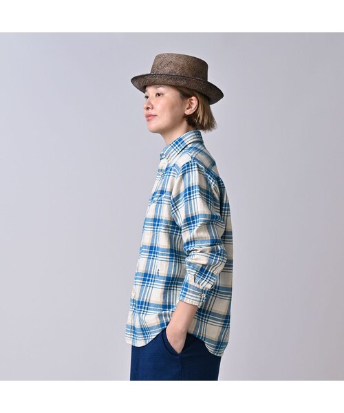 45R（フォーティファイブアール）の「インド二重織の908オーシャンボタンダウンシャツ（その他・レディース・43-ピンク/53-赤タータンチェック/72-サックス×ホワイト・01-XS/02-S/03-M/04-L/05-XL）」の8枚目の写真