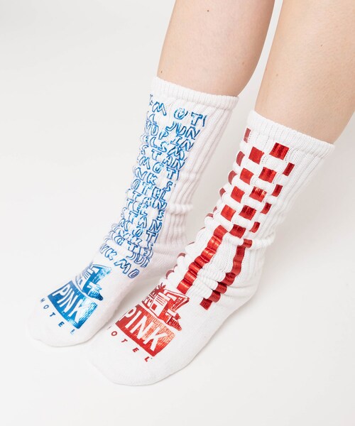 RNA（アールエヌエー）の「【PINK MOTEL】E5218 PM スモールジャンクスタンドソックス（その他・レディース・ホワイト×グリーン/ホワイト×レッドブルー/ブラック×シルバー/ブラック×ゴールドレッド）」の12枚目の写真