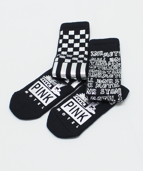 RNA（アールエヌエー）の「【PINK MOTEL】E5218 PM スモールジャンクスタンドソックス（その他・レディース・ホワイト×グリーン/ホワイト×レッドブルー/ブラック×シルバー/ブラック×ゴールドレッド）」の3枚目の写真