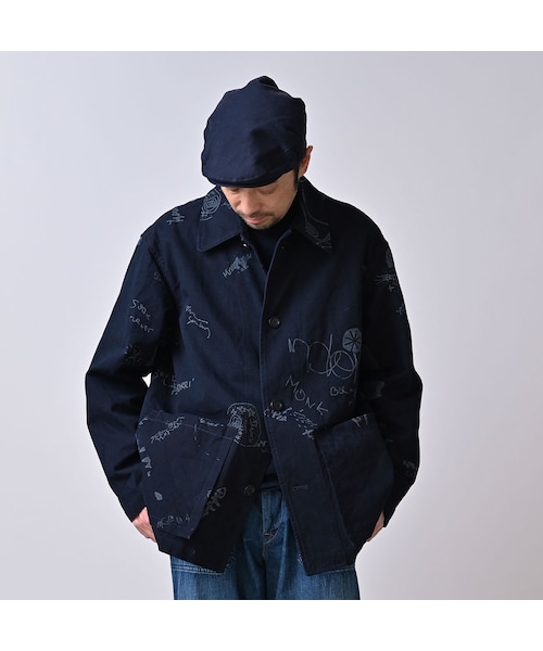 45R（フォーティファイブアール）の「ダック落書きプリントの908カバーオール（インディゴ）（ジャケット/アウター・レディース・73-インディゴ・01-XS/02-S/03-M/04-L）」の11枚目の写真