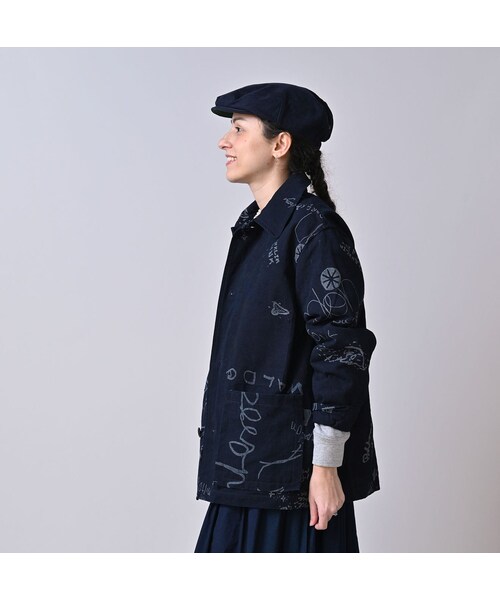 45R（フォーティファイブアール）の「ダック落書きプリントの908カバーオール（インディゴ）（ジャケット/アウター・レディース・73-インディゴ・01-XS/02-S/03-M/04-L）」の6枚目の写真