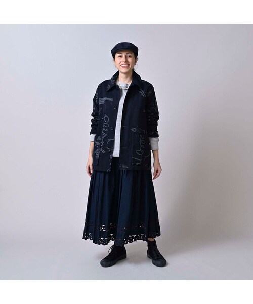 45R（フォーティファイブアール）の「ダック落書きプリントの908カバーオール（インディゴ）（ジャケット/アウター・レディース・73-インディゴ・01-XS/02-S/03-M/04-L）」の3枚目の写真