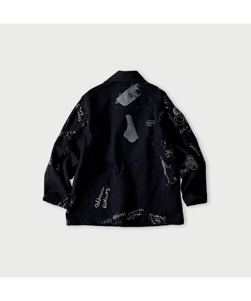 45R（フォーティファイブアール）の「ダック落書きプリントの908カバーオール（インディゴ）（ジャケット/アウター・レディース・73-インディゴ・01-XS/02-S/03-M/04-L）」の2枚目の写真