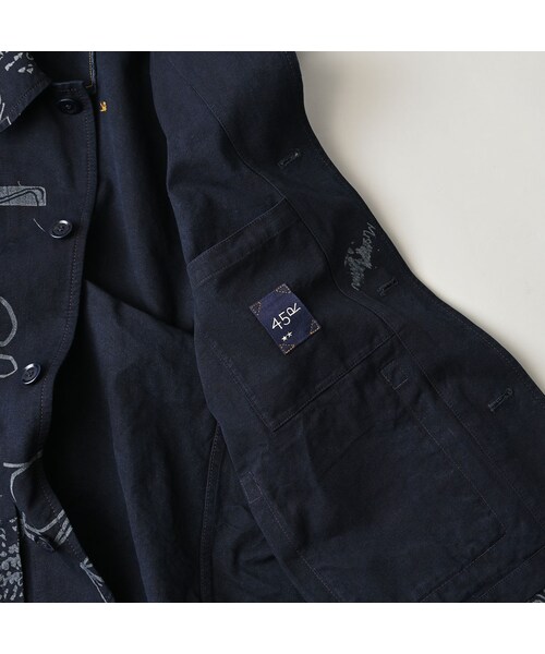 45R（フォーティファイブアール）の「ダック落書きプリントの908カバーオール（インディゴ）（ジャケット/アウター・レディース・73-インディゴ・01-XS/02-S/03-M/04-L）」の20枚目の写真