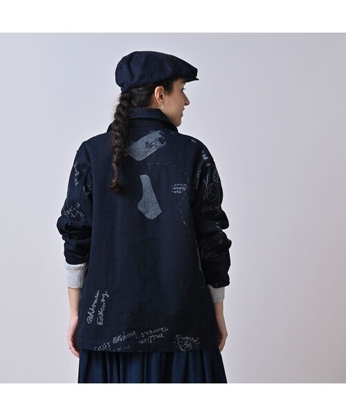 45R（フォーティファイブアール）の「ダック落書きプリントの908カバーオール（インディゴ）（ジャケット/アウター・レディース・73-インディゴ・01-XS/02-S/03-M/04-L）」の7枚目の写真