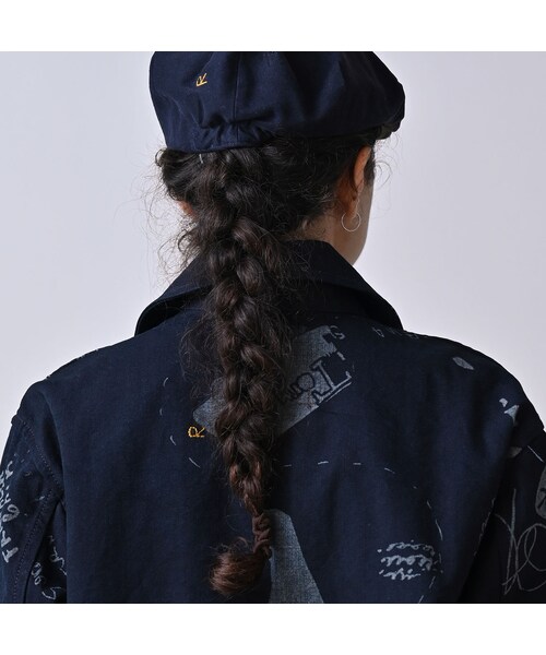 45R（フォーティファイブアール）の「ダック落書きプリントの908カバーオール（インディゴ）（ジャケット/アウター・レディース・73-インディゴ・01-XS/02-S/03-M/04-L）」の15枚目の写真