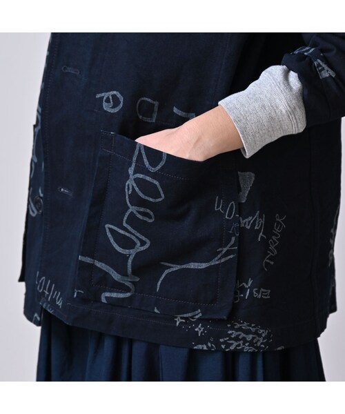 45R（フォーティファイブアール）の「ダック落書きプリントの908カバーオール（インディゴ）（ジャケット/アウター・レディース・73-インディゴ・01-XS/02-S/03-M/04-L）」の13枚目の写真