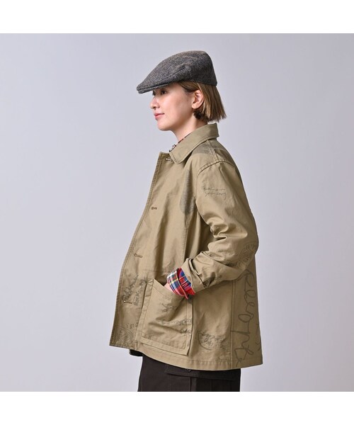 45R（フォーティファイブアール）の「ダック落書きプリントの908カバーオール（ジャケット/アウター・レディース・12-ベージュ・01-XS/02-S/03-M/04-L）」の6枚目の写真