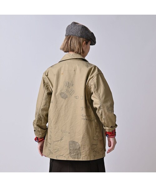 45R（フォーティファイブアール）の「ダック落書きプリントの908カバーオール（ジャケット/アウター・レディース・12-ベージュ・01-XS/02-S/03-M/04-L）」の7枚目の写真