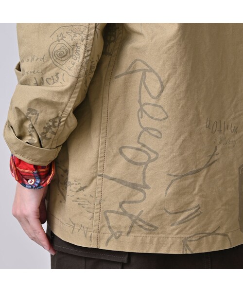 45R（フォーティファイブアール）の「ダック落書きプリントの908カバーオール（ジャケット/アウター・レディース・12-ベージュ・01-XS/02-S/03-M/04-L）」の17枚目の写真