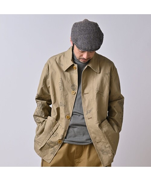 45R（フォーティファイブアール）の「ダック落書きプリントの908カバーオール（ジャケット/アウター・レディース・12-ベージュ・01-XS/02-S/03-M/04-L）」の8枚目の写真