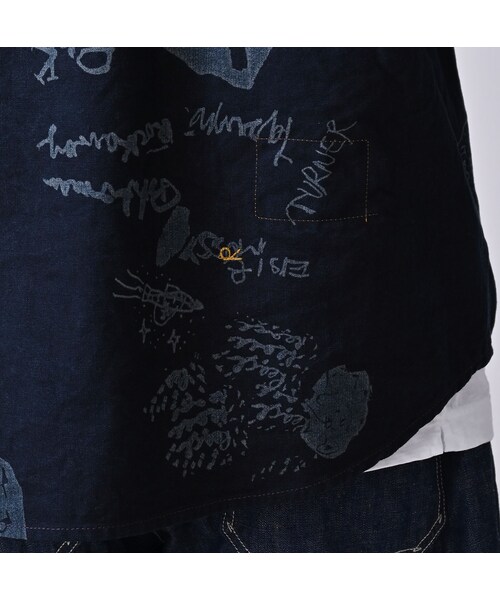 45R(フォーティファイブアール)の「ダック落書きプリントの908ダッファーシャツ(インディゴ)(その他・レディース・73-インディゴ・02-S/04-L)」の15枚目の写真