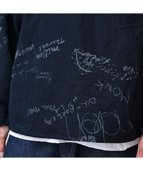 45R(フォーティファイブアール)の「ダック落書きプリントの908ダッファーシャツ(インディゴ)(その他・レディース・73-インディゴ・02-S/04-L)」の13枚目の写真