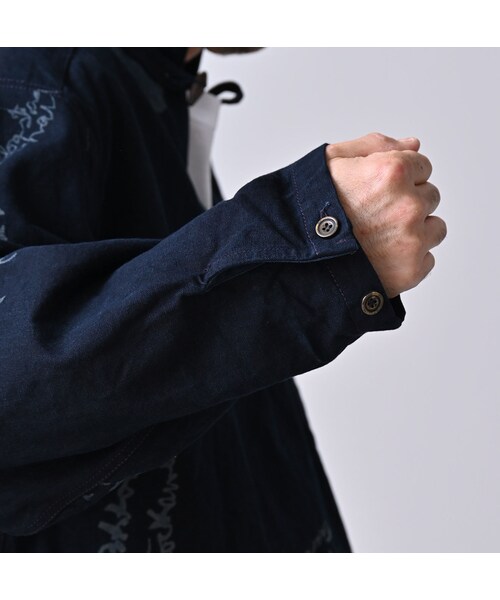 45R(フォーティファイブアール)の「ダック落書きプリントの908ダッファーシャツ(インディゴ)(その他・レディース・73-インディゴ・02-S/04-L)」の16枚目の写真