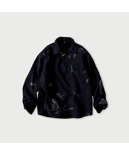 45R(フォーティファイブアール)の「ダック落書きプリントの908ダッファーシャツ(インディゴ)(その他・レディース・73-インディゴ・02-S/04-L)」の1枚目の写真