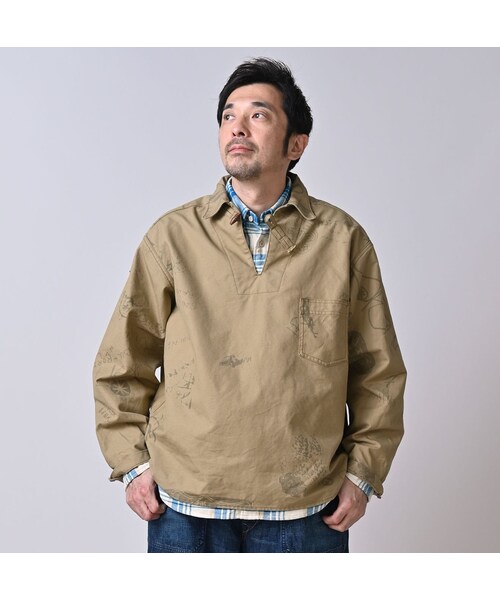 45R(フォーティファイブアール)の「ダック落書きプリントの908ダッファーシャツ(その他・レディース・12-ベージュ・02-S/04-L)」の9枚目の写真