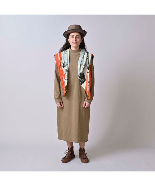 45R（フォーティファイブアール）の「天竺のヨックネックドレス（ワンピース/ドレス・レディース・12-ベージュ/35-オレンジ/62-カーキ・00-フリー）」の8枚目の写真