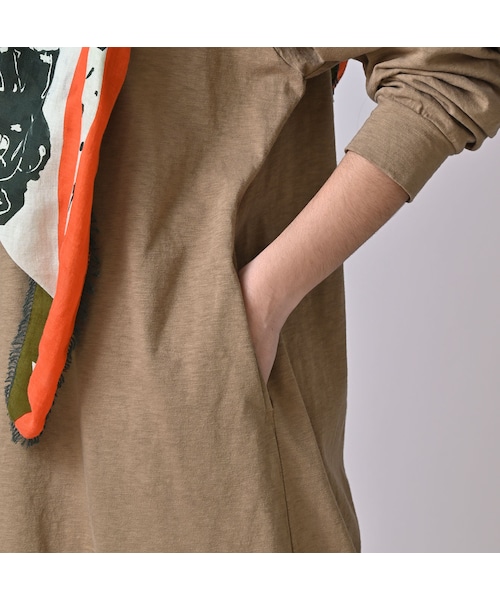 45R（フォーティファイブアール）の「天竺のヨックネックドレス（ワンピース/ドレス・レディース・12-ベージュ/35-オレンジ/62-カーキ・00-フリー）」の10枚目の写真