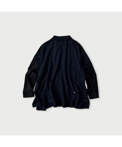 45R（フォーティファイブアール）の「天竺のヨックネックビッグスリットTシャツ（インディゴ）（トップス・レディース・73-インディゴ・00-フリー）」の2枚目の写真