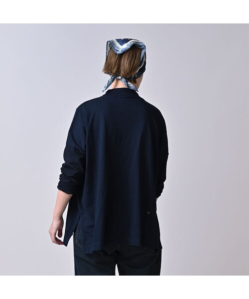 45R（フォーティファイブアール）の「天竺のヨックネックビッグスリットTシャツ（インディゴ）（トップス・レディース・73-インディゴ・00-フリー）」の6枚目の写真