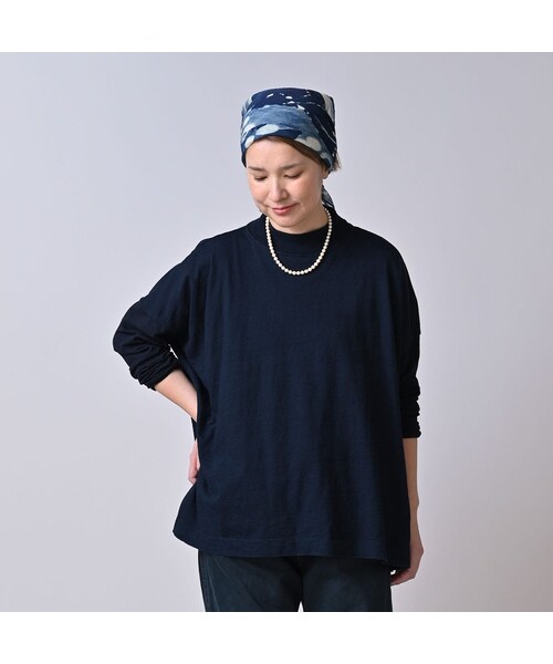 45R（フォーティファイブアール）の「天竺のヨックネックビッグスリットTシャツ（インディゴ）（トップス・レディース・73-インディゴ・00-フリー）」の4枚目の写真