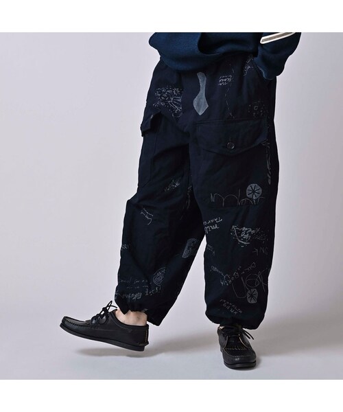 45R（フォーティファイブアール）の「ダック落書きプリントの908テントパンツ（インディゴ）（パンツ・レディース・73-インディゴ・02-S/04-L）」の9枚目の写真