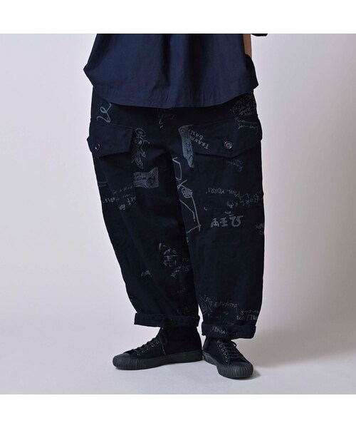 45R（フォーティファイブアール）の「ダック落書きプリントの908テントパンツ（インディゴ）（パンツ・レディース・73-インディゴ・02-S/04-L）」の5枚目の写真