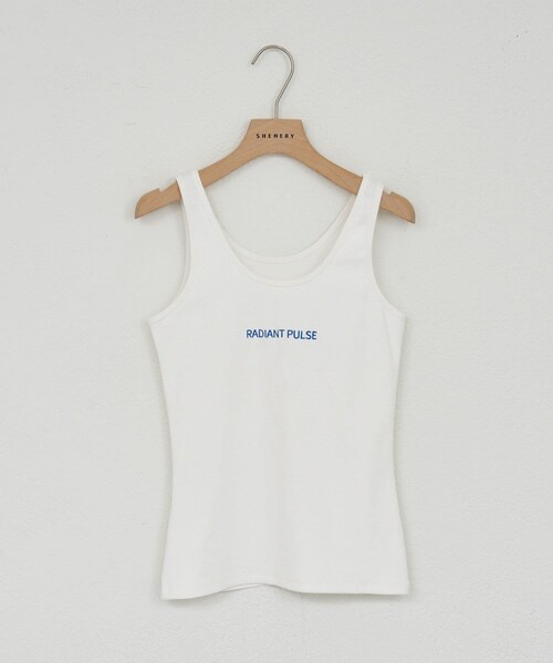 SHENERY（シーナリー）の「【26SS予約】刺繍リブタンクトップ（タンクトップ・レディース・ブラック/オフホワイト・F）」の2枚目の写真