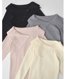 Re:EDIT（リエディ）の「ボタン付きアシンメトリーネックトップス - トップス通販 | 人気レディースファッション - Re:EDIT（リエディ）（その他）」