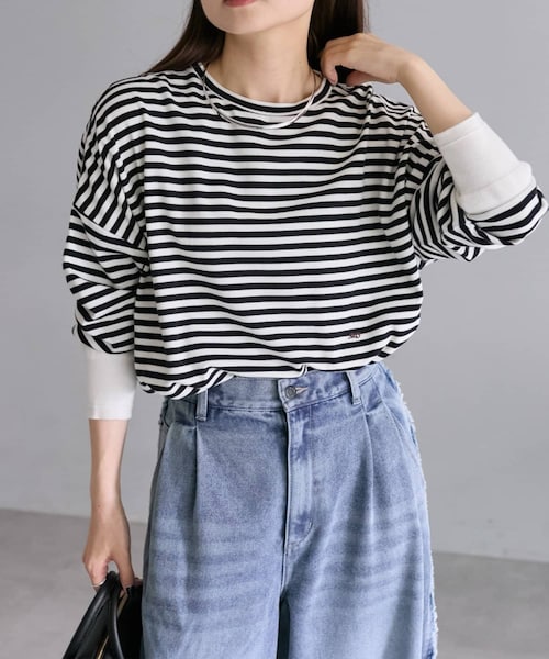 PUAL CE CIN(ピュアルセシン)の「【追加生産決定!】万能レイヤードカットソー(Tシャツ/カットソー・レディース・ブラック/その他1/オフホワイト・FREE)」の3枚目の写真