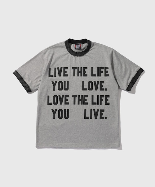 ADAM ET ROPE'(アダムエロペ)の「【RICE NINE TEN/ライス ナイン テン】HAND PRINT RINGER T-SHIRT(Tシャツ/カットソー・メンズ・グレー/ホワイト/クリーム・1/2)」の3枚目の写真