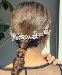 【オケージョン】パールフラワーヘッドアクセ