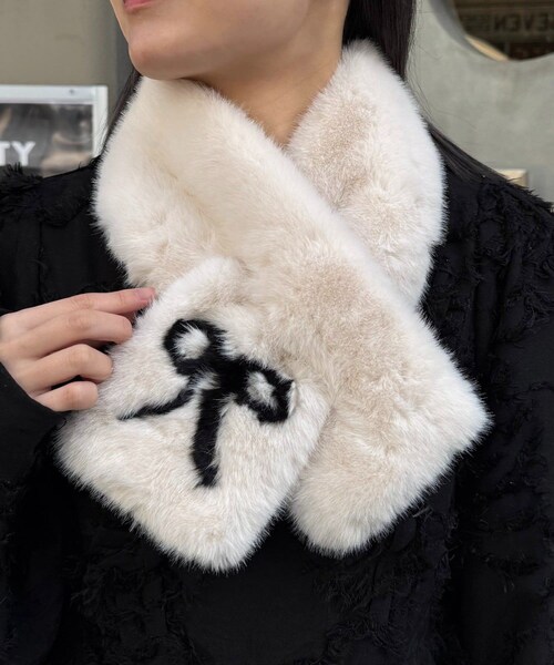 Lattice（Lattice）の「リボンティペット（ファッション雑貨・レディース・ベージュ/ピンク/アイボリー・FREE）」の2枚目の写真