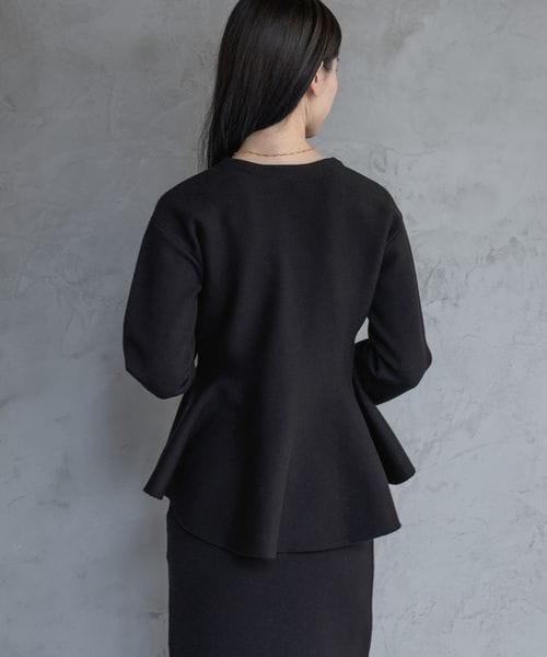 A part by（アパートバイ）の「ペプラムカーディガンセットアップ/WEB先行予約（トップス・ブラック 09/ライトグレー 12・FREE）」の7枚目の写真