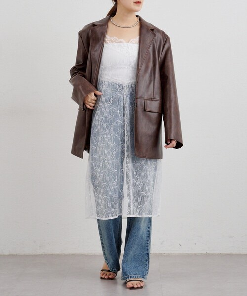 SHENERY（シーナリー）の「【26SS予約】レースキャミチュニック（チュニック・レディース・ブラック/ホワイト・F）」の2枚目の写真