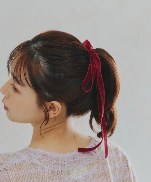 Lattice（Lattice）の「ベロアマルチリボン（その他ヘアアクセサリー・レディース・ブラック/ワインレッド・FREE）」の2枚目の写真