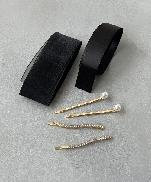 3coins（3coins）の「リボンヘアピンヘアアレンジセット（その他ヘアアクセサリー・レディース・アイボリー/ブラック・FREE）」の2枚目の写真