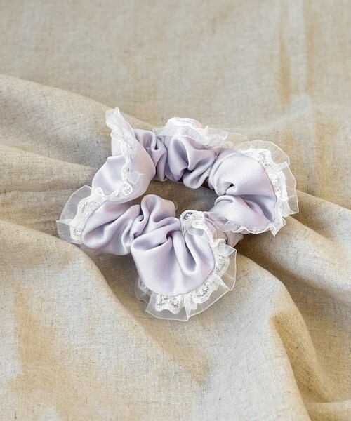 3coins（3coins）の「フチレースサテンシュシュ／KIDS（シュシュ・キッズ・アイボリー/ブラック/パープル・FREE）」の3枚目の写真