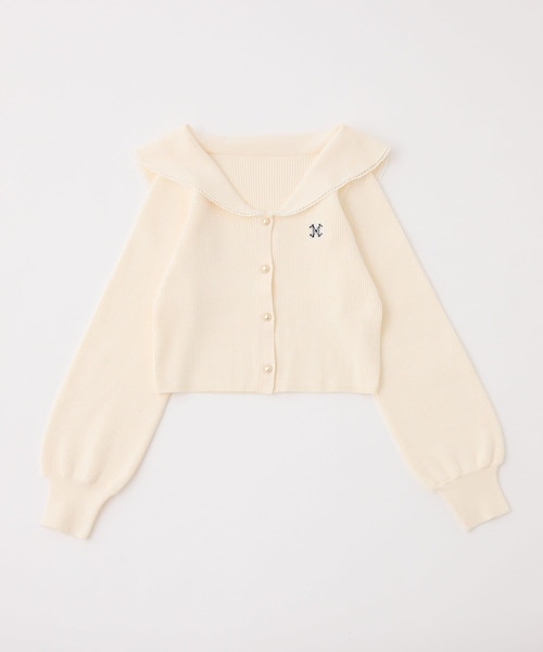 one after another NICE CLAUP（ワンアフターアナザーナイスクラップ）の「ロゴ刺繡セーラーニット（ニット/セーター・レディース・ブラック系その他/アイボリー/ピンク/ネイビー・FREE）」の2枚目の写真