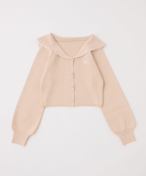 one after another NICE CLAUP（ワンアフターアナザーナイスクラップ）の「ロゴ刺繡セーラーニット（ニット/セーター・レディース・ブラック系その他/アイボリー/ピンク/ネイビー・FREE）」の4枚目の写真