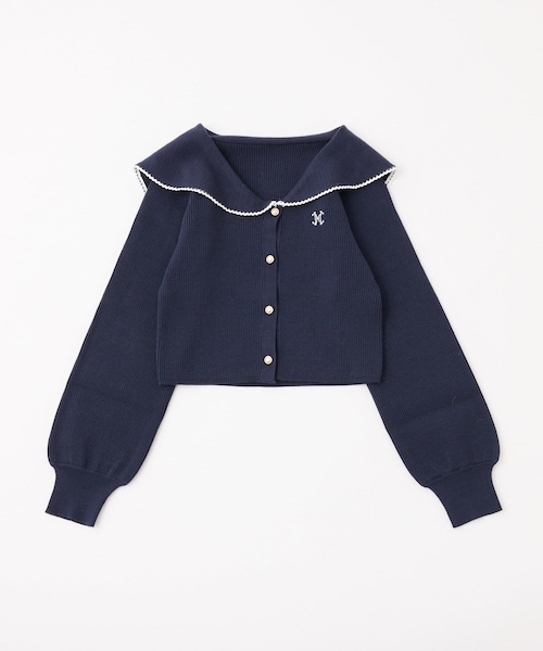 one after another NICE CLAUP（ワンアフターアナザーナイスクラップ）の「ロゴ刺繡セーラーニット（ニット/セーター・レディース・ブラック系その他/アイボリー/ピンク/ネイビー・FREE）」の3枚目の写真