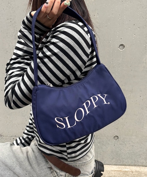 WHO'S WHO gallery(フーズフーギャラリー)の「SLOPPY LOGO SHOULDER BAG(ショルダーバッグ・レディース・カーキ/ネイビー/ブラウン/グリーンその他1/サックスブルー/ブラック・F)」の5枚目の写真