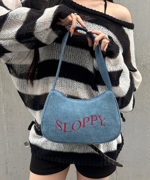 WHO'S WHO gallery(フーズフーギャラリー)の「SLOPPY LOGO SHOULDER BAG(ショルダーバッグ・レディース・カーキ/ネイビー/ブラウン/グリーンその他1/サックスブルー/ブラック・F)」の6枚目の写真