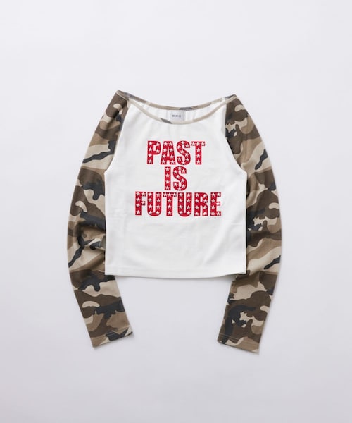 WHO'S WHO gallery（フーズフーギャラリー）の「STAR STUDS RAGLAN LOG TOPS（Tシャツ/カットソー・レディース・グレー/カーキ/ネイビー/ブラック・F）」の3枚目の写真