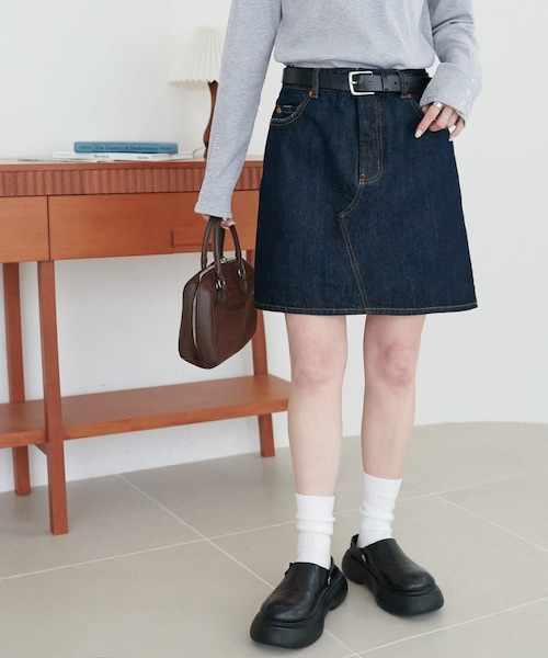 DISCOAT（ディスコート）の「【SS先行予約】USコットンデニムミニスカート（デニムスカート・レディース・サックスブルー/ネイビー・F）」の2枚目の写真