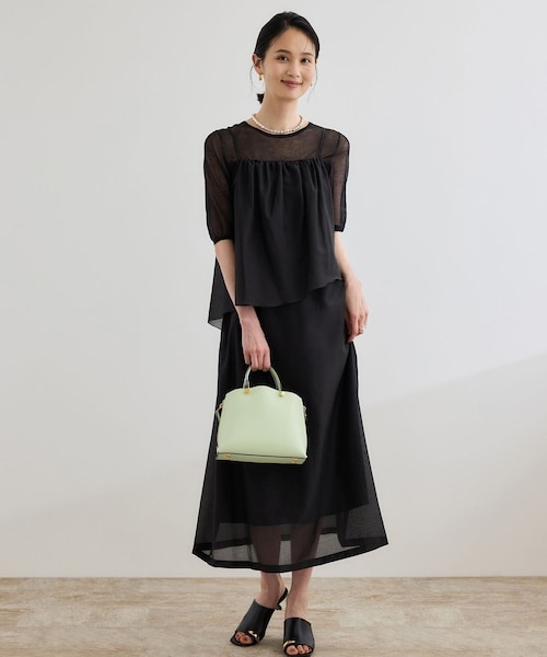 ROPE'(ロペ)の「コットンシルクワンピース/洗える(ワンピース・レディース・ブラック/ターコイズ・F)」の1枚目の写真