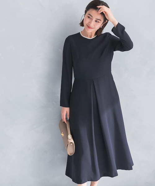URBAN RESEARCH ROSSO（アーバンリサーチロッソ）の「kaene　シフォン合わせロングワンピース（ワンピース・レディース・beige/navy・M）」の2枚目の写真