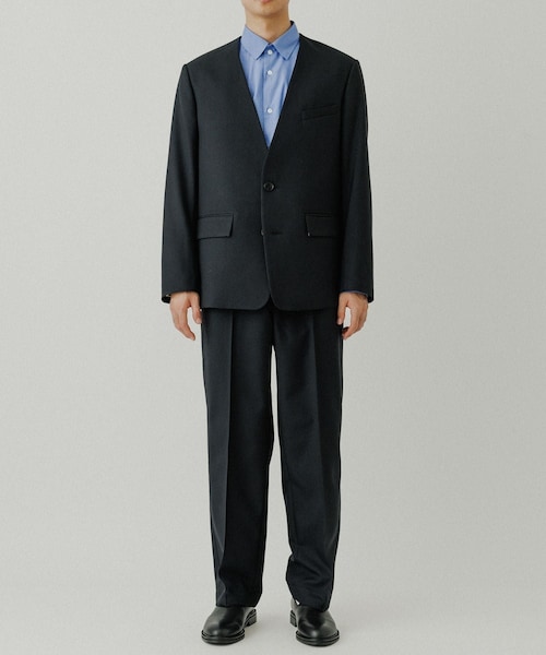 ADAM ET ROPE'（アダムエロペ）の「ハードクロス ノーカラージャケット / セットアップ対応（ノーカラージャケット・メンズ・ブラック/ダークブラウン系・L/M）」の14枚目の写真