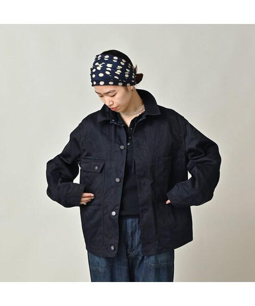 45R（フォーティファイブアール）の「双糸チノの908カバーオール（インディゴ）（ジャケット/アウター・レディース・73-45×藍納戸・01-XS/02-S/03-M/04-L/05-XL）」の8枚目の写真